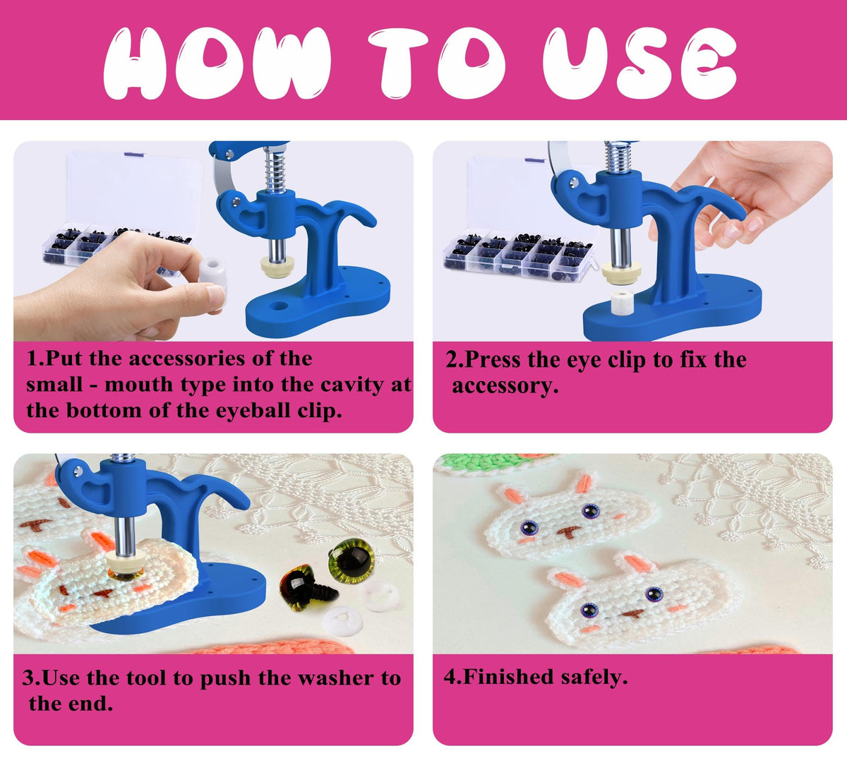 GEOCCI Safety Eye Tool Large Size Safety Eye Install Tool for Amigurumi Crochet & Stuffed 5-45mm Animal Eyes Making Supplies Tool It is More Helpful for Large Special Safety Eyes（1PCS）