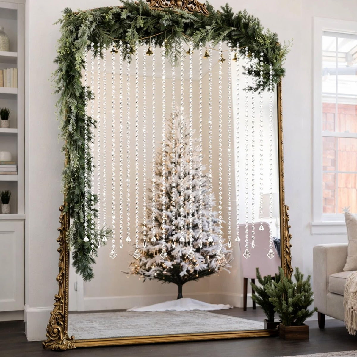 Teyva Daily 24 Pcs 39 Inch Clear Acrylic Crystal Garland Strands Hanging Chandelier Beaded Chain Ornament String Decorations Beaded Chain Garland Curtain for Wedding Party Manzanita Tree Centerpiece