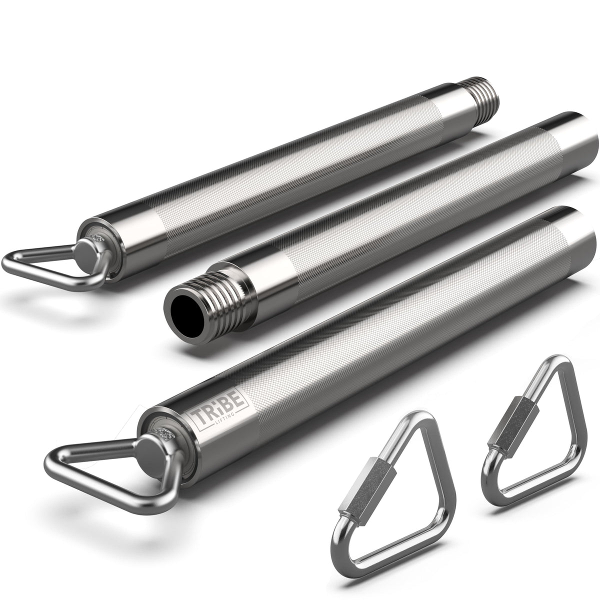 Tribe Lifting Resistance Band Bar - Heavy Duty Steel Bar for Resistance Bands - Resistance Bands Bar 3-Section Adjustable 39 to 27 Inch - Ball Bearing Swivel - Portable Home Gym Workout