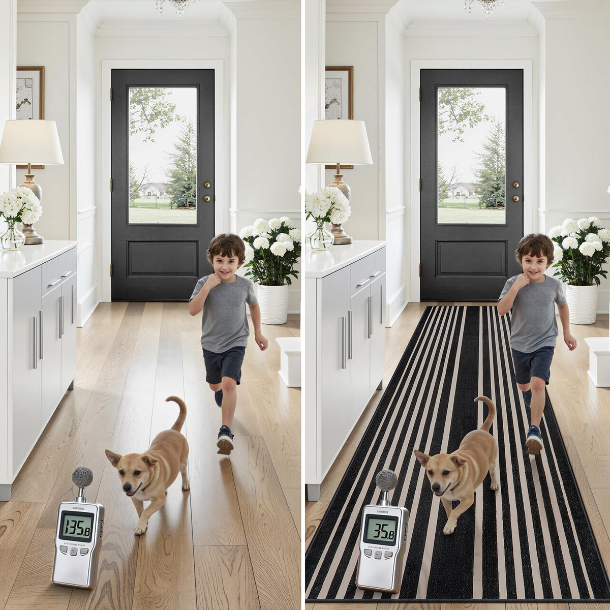 Beeiva Striped Runner Rug for Hallways, 2x6 Washable Runner for Entryway, Black and White Bathroom Runners Non Slip Soft Low Pile Vertical Striped Geometric Print Carpet Rugs for Kitchen Laundry Porch