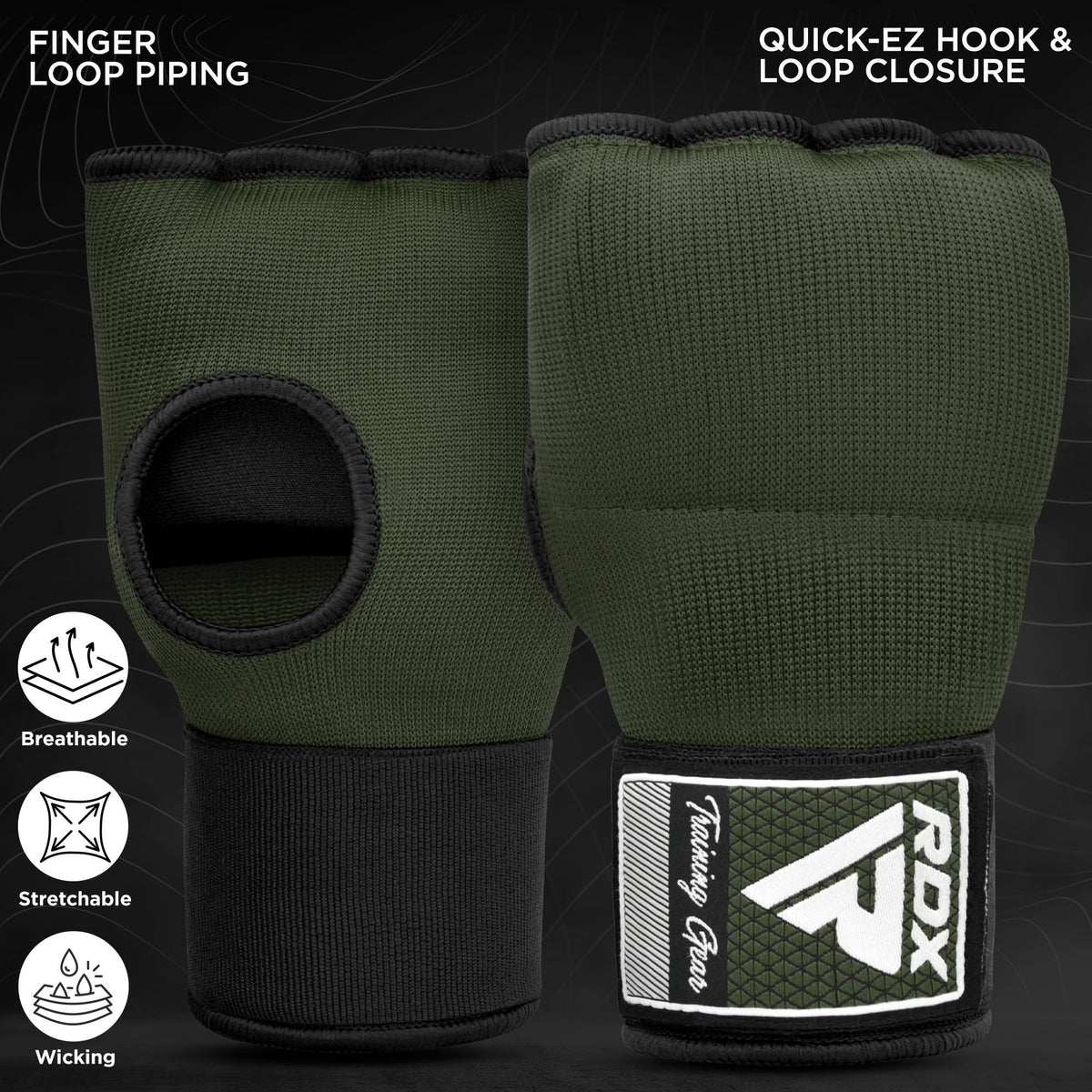 RDX Gel Boxing Hand Wraps Inner Gloves Men Women, Quick 100cm Long Wrist Straps, Elasticated Padded Fist Under Mitts Protection, Muay Thai MMA Kickboxing Martial Arts