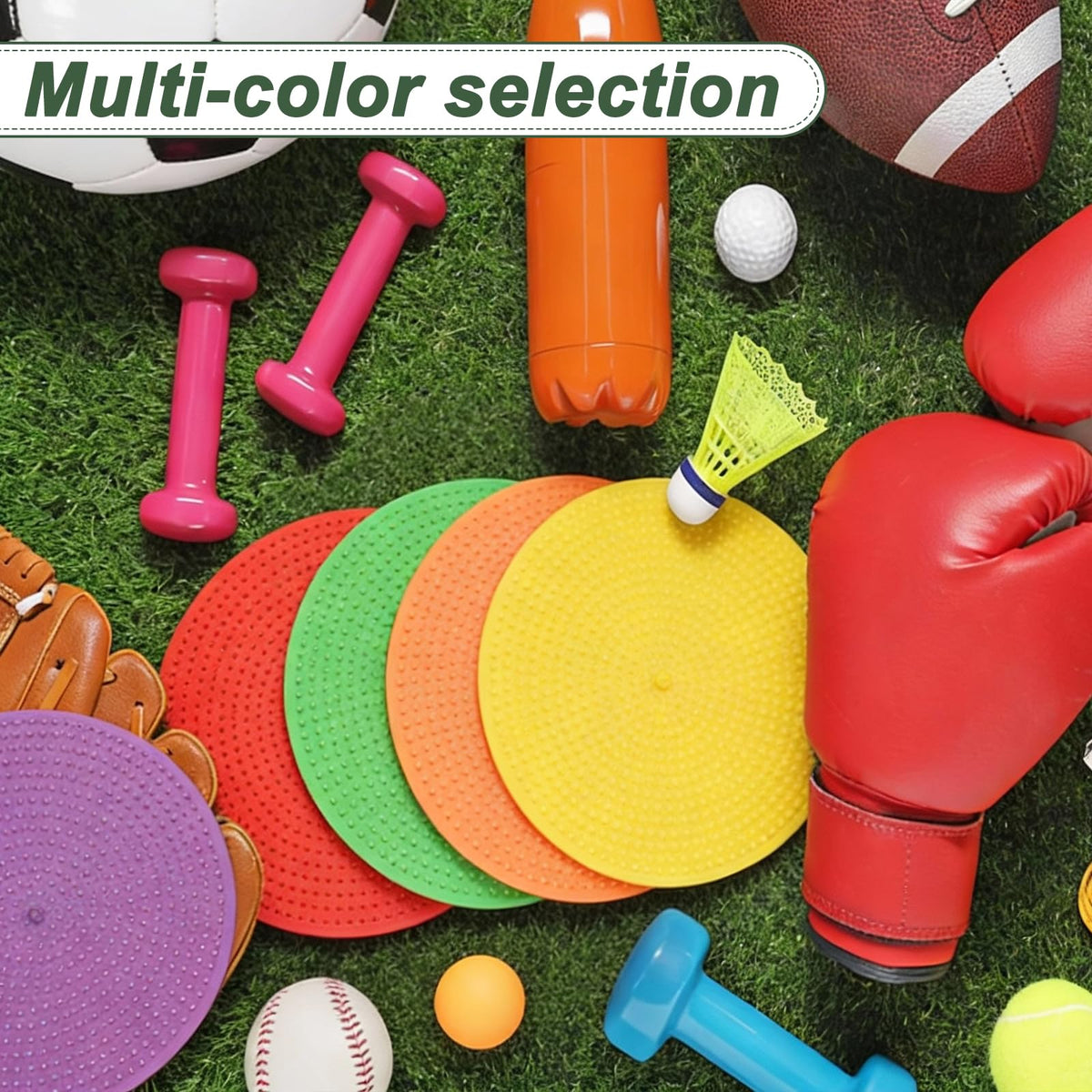 YELARXI Spot Markers for Agility Dot, Non-Slip Poly Spots Floor Dots Flat Field Soccer Training Equipment 9 in & 8 Pcs & Red -Fitting for (Gym/Sports/Training/PE Games/Dance)