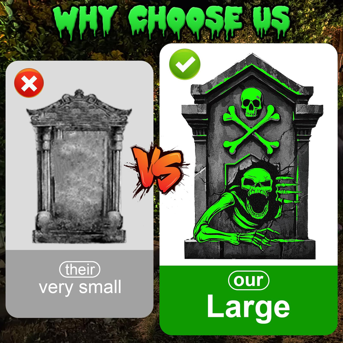 25.2in Halloween Tombstones Outdoor Decor Glow in The Dark - 5PCS Tombstones for Graves Halloween Gravestones Decorations, Spooky Halloweens Decorations Yard Signs for Graveyard Haunted House
