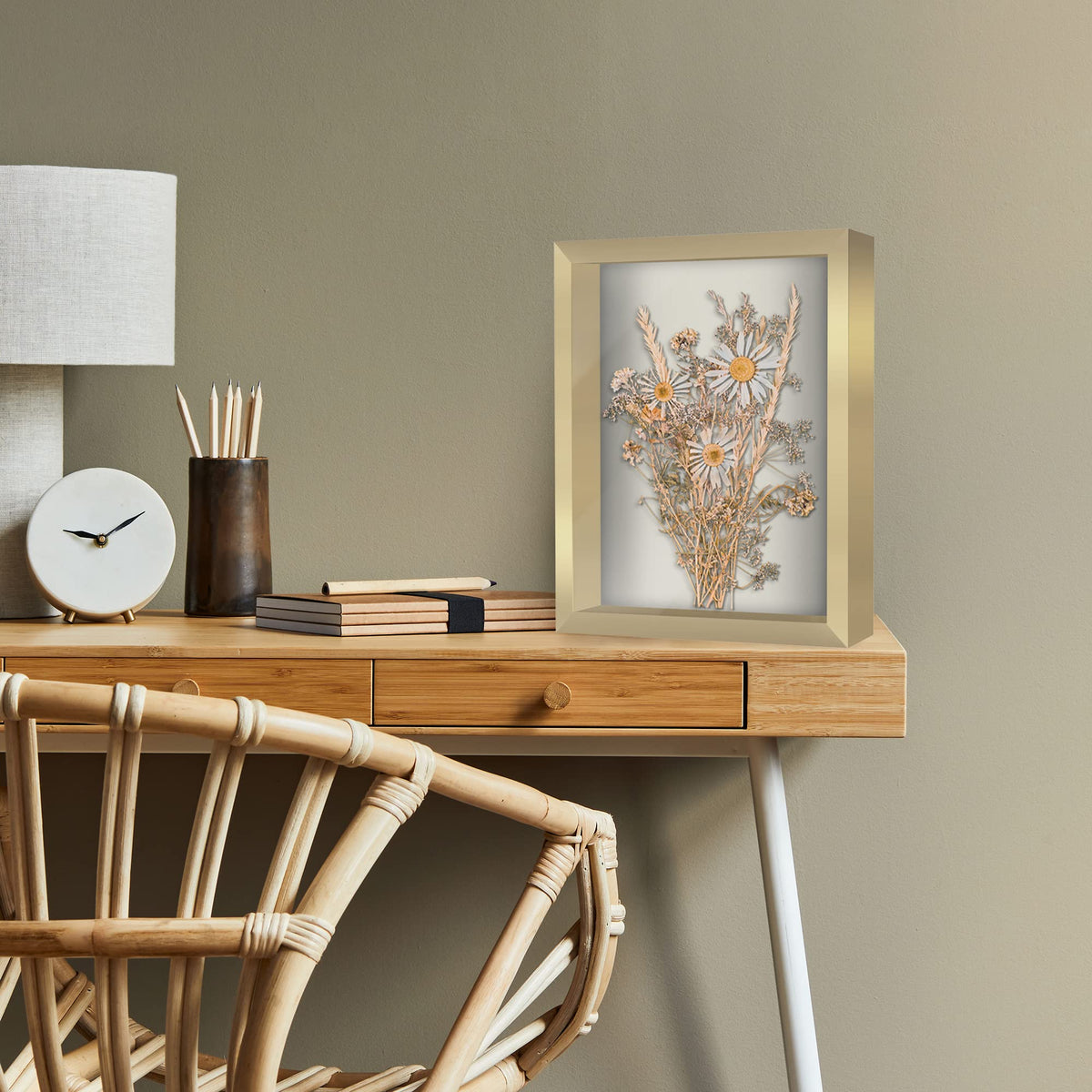 Americanflat 11x14 Shadow Box Frame with Shatter-Resistant Glass - Silhouette Collection - Large Shadow Box Display Case for Tabletop and Wall Display - Gold with Soft Felt Back