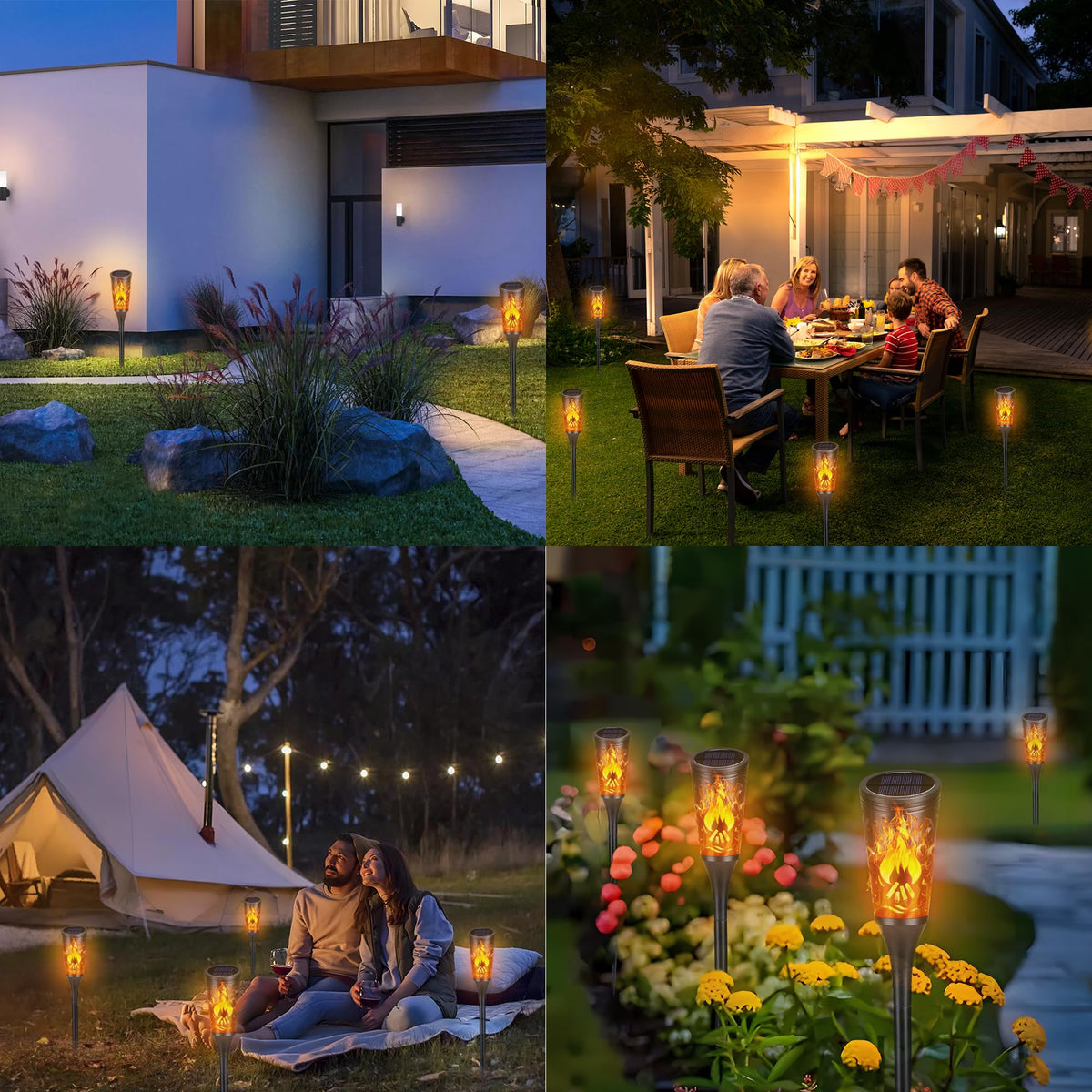 Toodour Solar Lights Outdoor, 6 Pack Solar Torch Lights with Flickering Flame, IP65 Waterproof Yard Lights Landscape Decoration Lighting for Outside Garden Lawn Pathway Patio Decorations