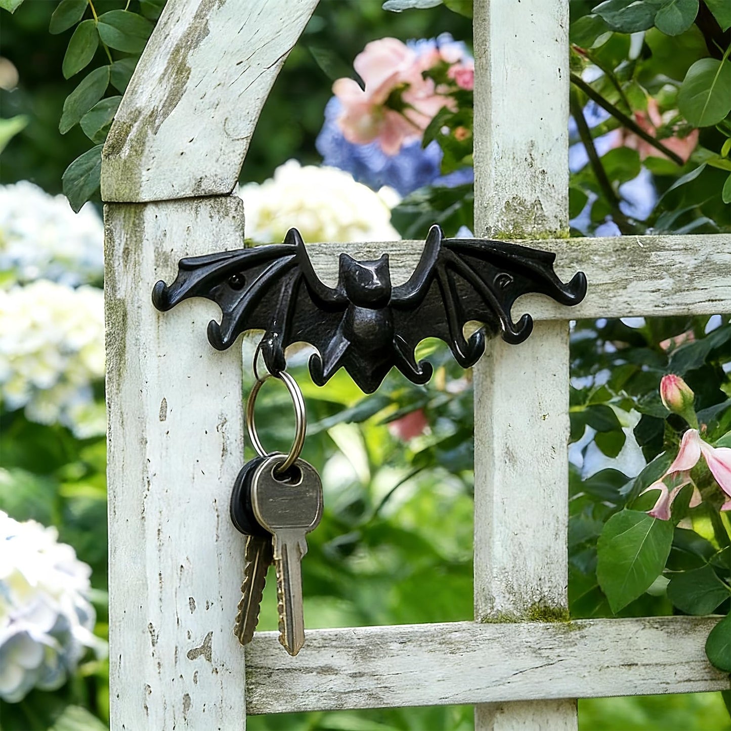 Womeet Coat Hooks Wall Mounted, Rustic Bat Key Hook Holder, Heavy Duty Decorative Black Wall Hooks for Mudroom, Towels, Hat Rack, Purse Hooks, Cast Iron Decorative ‎Antique Black Hooks