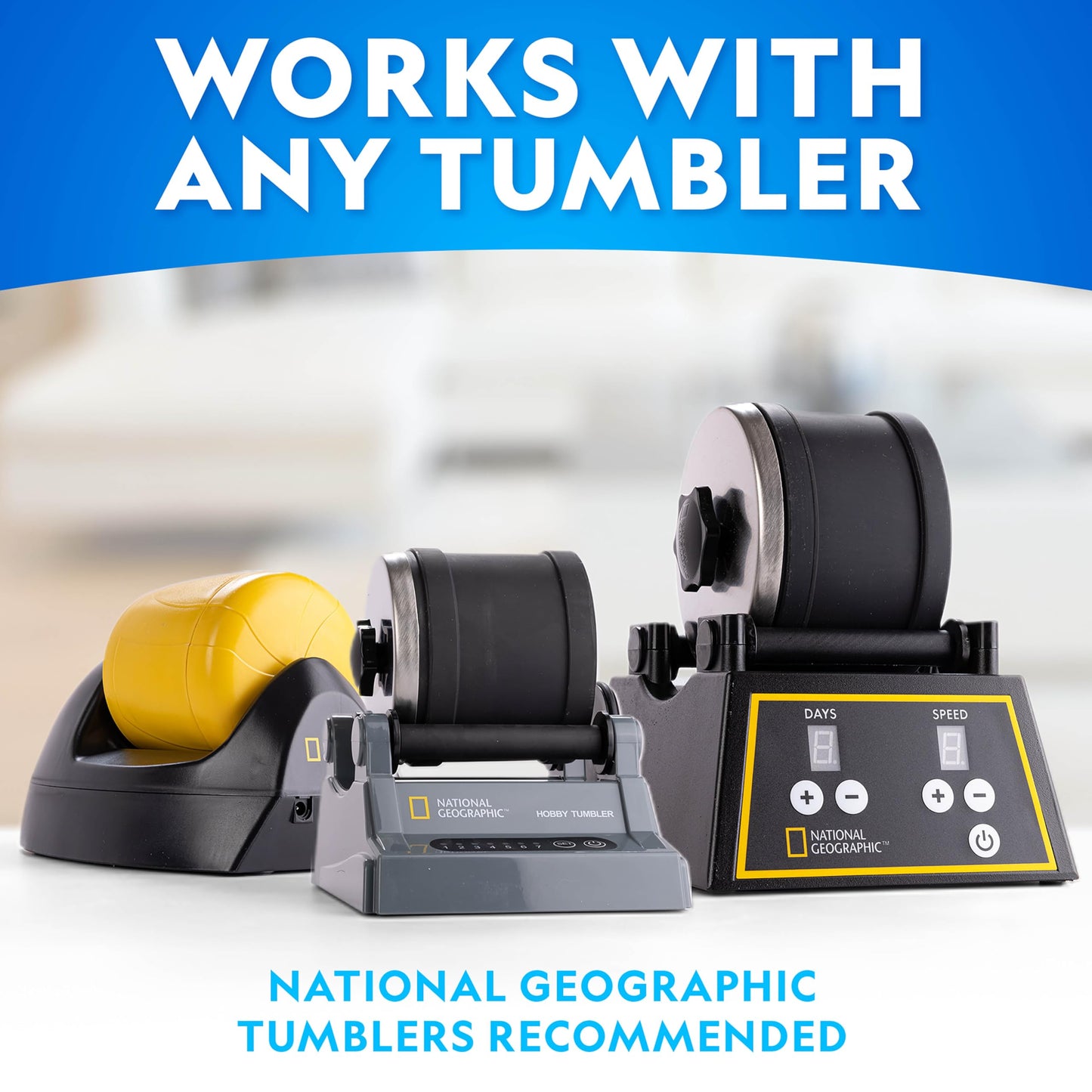 NATIONAL GEOGRAPHIC Rock Tumbler Grit and Polish Refill Kit - Tumbling Grit Media, Polish Up to 20 lbs. of Rocks, Works with any Rock Polisher & Tumbler Supplies