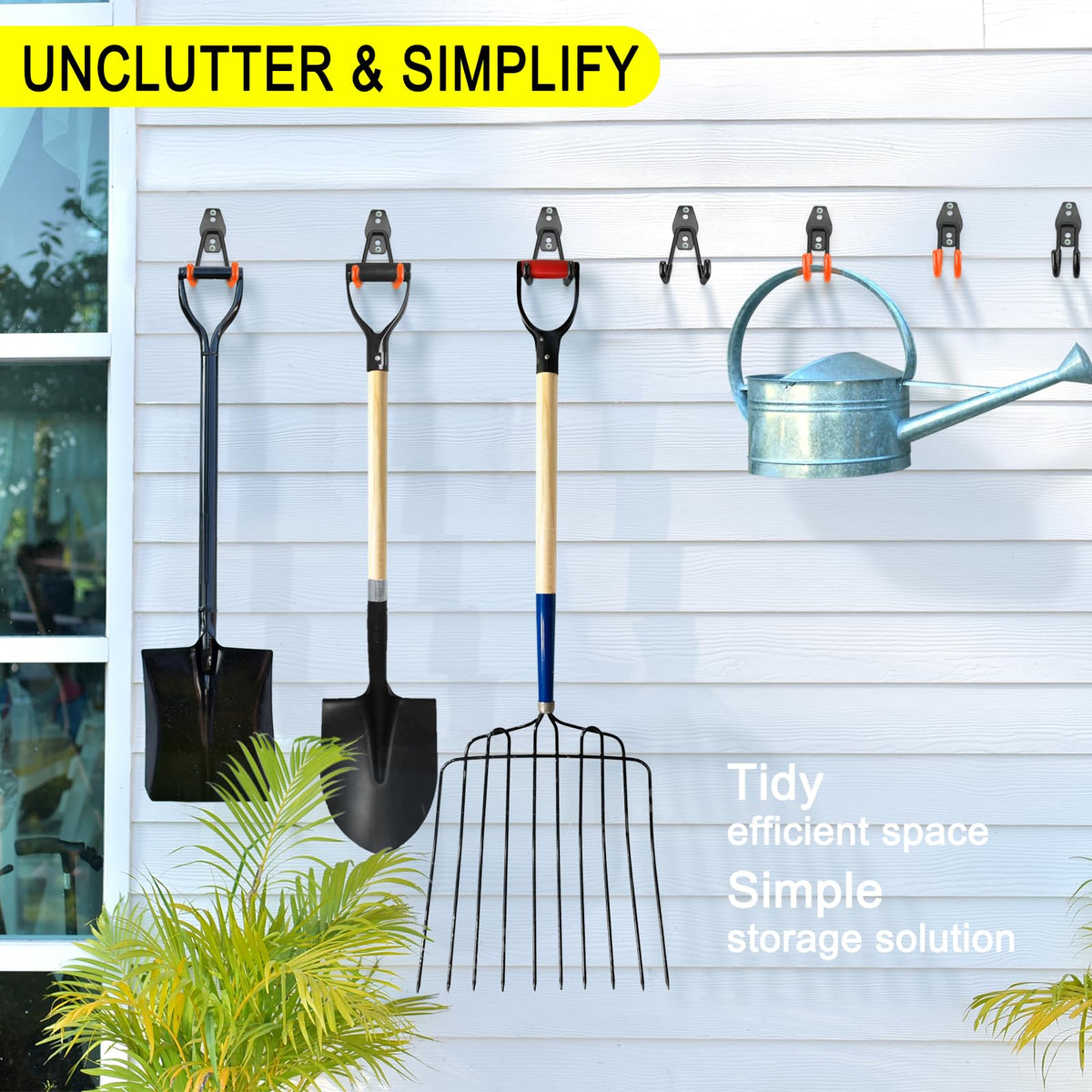 LUPYJI 8 Pack Heavy Duty Garage Hooks Storage Organizer Wall Mount Power and Garden Tool Hangers, for Hanging Ladders, Ropes, Hose, Bulk Items