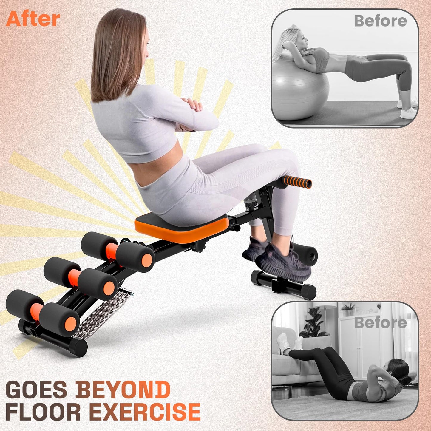 Ab Machine for Home Gym | Adjustable Ab Trainer Bench for Full Body Workout | Multi-Functional Sit Up Machine | Exercise Chair with 300 LBS Weight Capacity