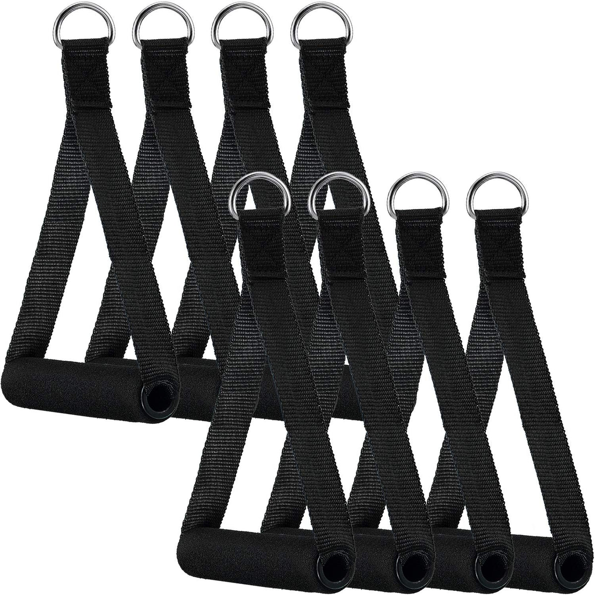 Sumind 8 Pcs Gym Exercise Handles Replacement Cable Machine Attachments for Home Gym Equipment Pulley System Resistance Bands, Strength Trainer, Heavy Duty Workout Handles