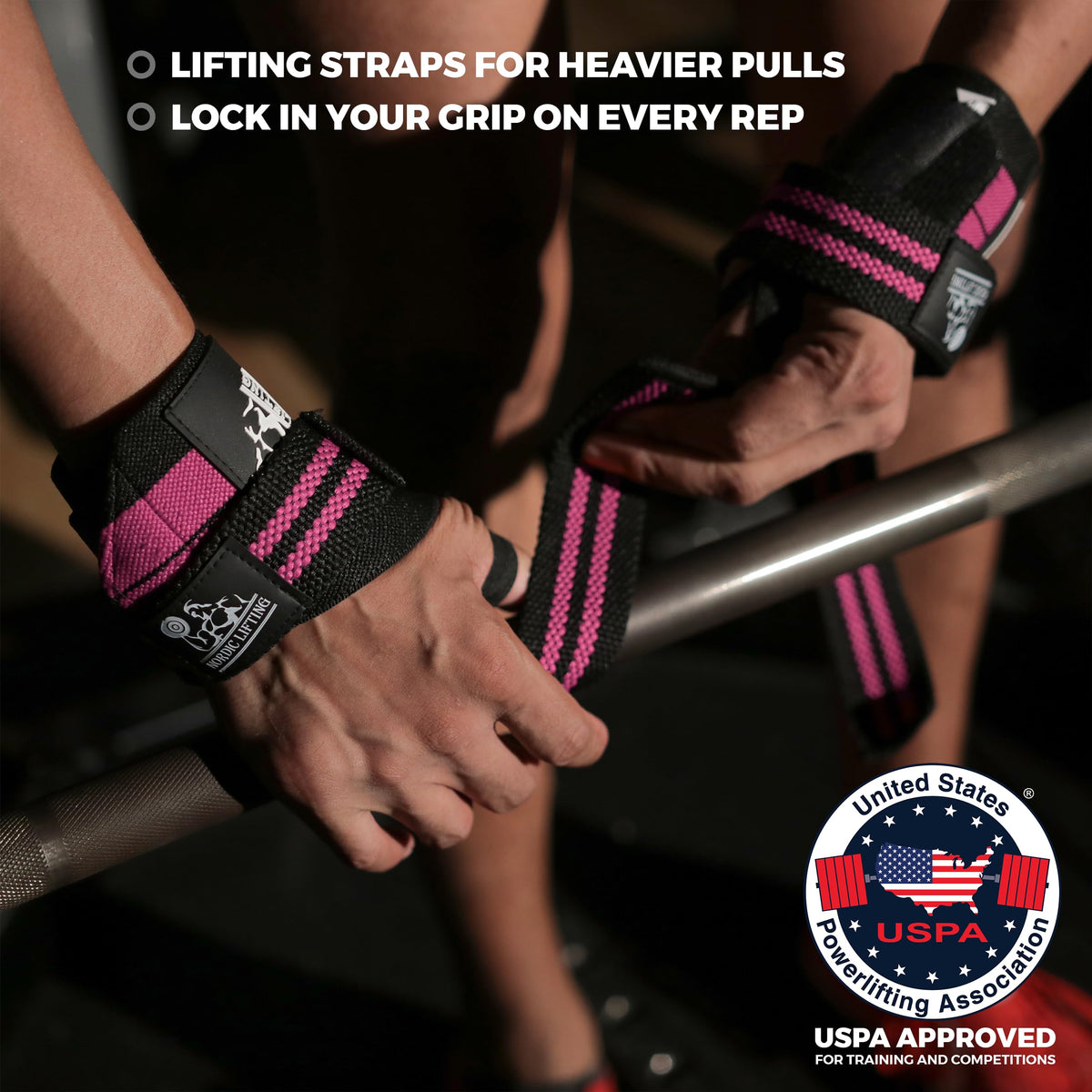 Wrist Wraps + Lifting Straps Bundle (2 Pairs) for Weightlifting, Cross Training, Workout, Gym, Powerlifting, Bodybuilding -Support for Women & Men, No Injury during Weight Lifting-Pink