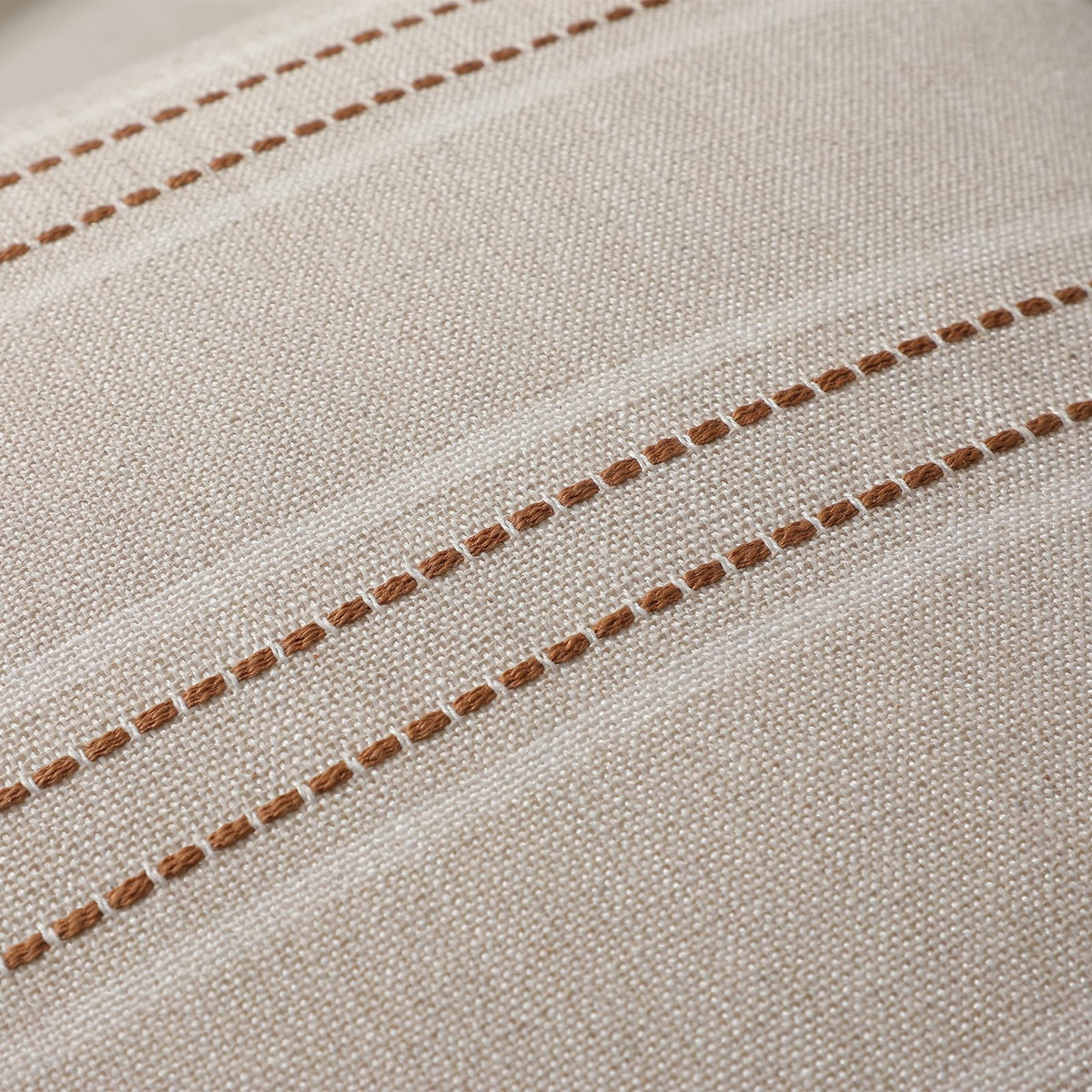 Hckot Fall Throw Pillow Covers 18x18 Set of 2 Striped Pillow Covers Textured Linen Decorative Pillows Square Cushion Covers for Sofa Couch Bed Living Room Farmhouse Decor(Caramel)