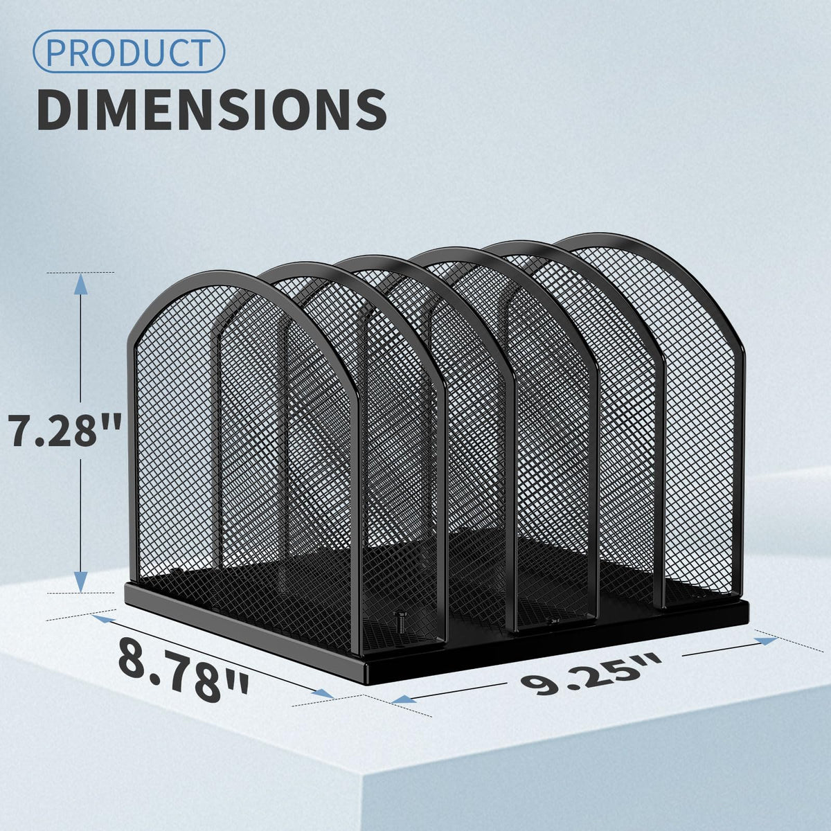 Gawerk 5-Section Vertical Desktop Organizer, 5-Section Mesh File Folder Stand Sorter for Office Home Classroom Organization (1, Black)