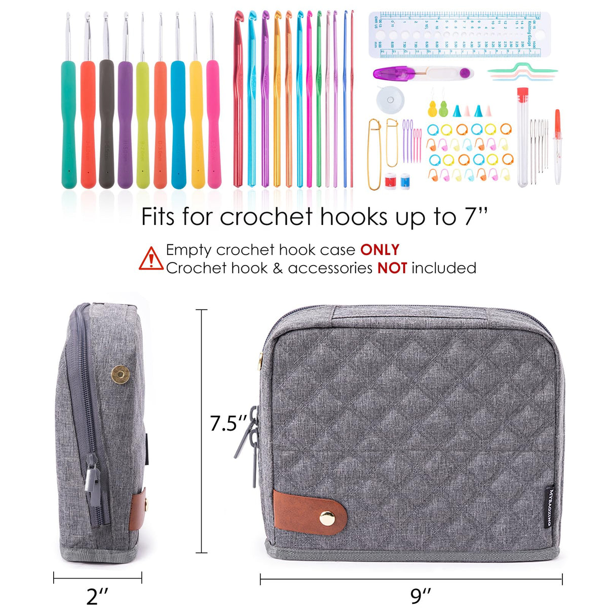 MYBAGZING Empty Crochet Hook Case - Stand Up Organizer with 30 Slots for Hooks & Needles, Accessories - Needles Set for Lovers, Kit for Beginners