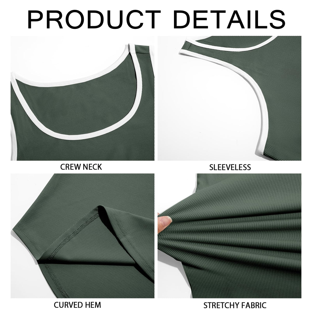Runcati Mens Sleeveless Tank Tops Workout Muscle Gym Knitted Shirt Athletic Bodybuilding Slim Fit Ribbed T Shirts Army Green