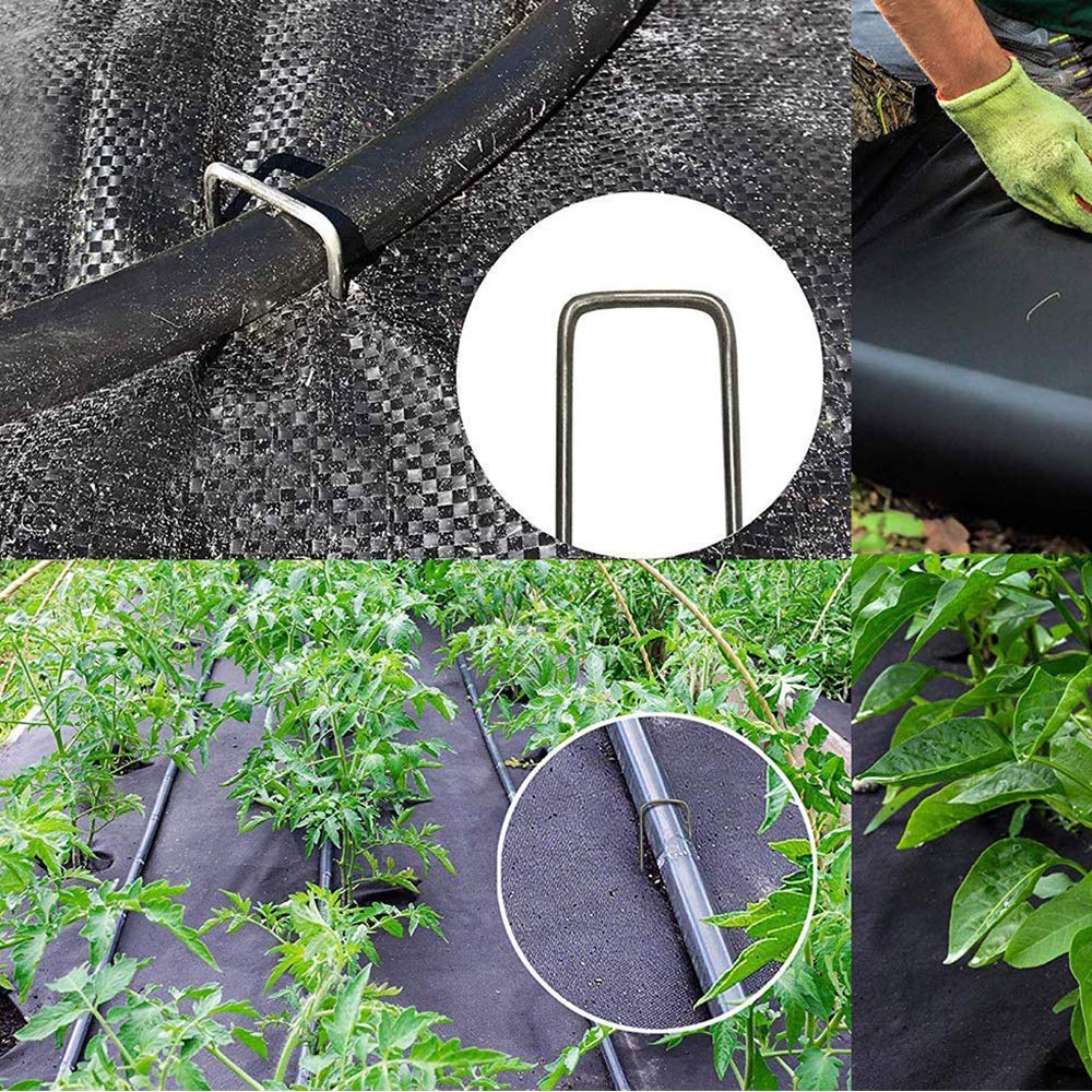 OK5STAR 100 Pack 12" Garden Stakes Pins,Heavy Duty Garden Landscape Staples Stakes Pins Galvanized Landscape Fabric Staples Sod Ground Staple for Anchoring Weed Barrier Fabric