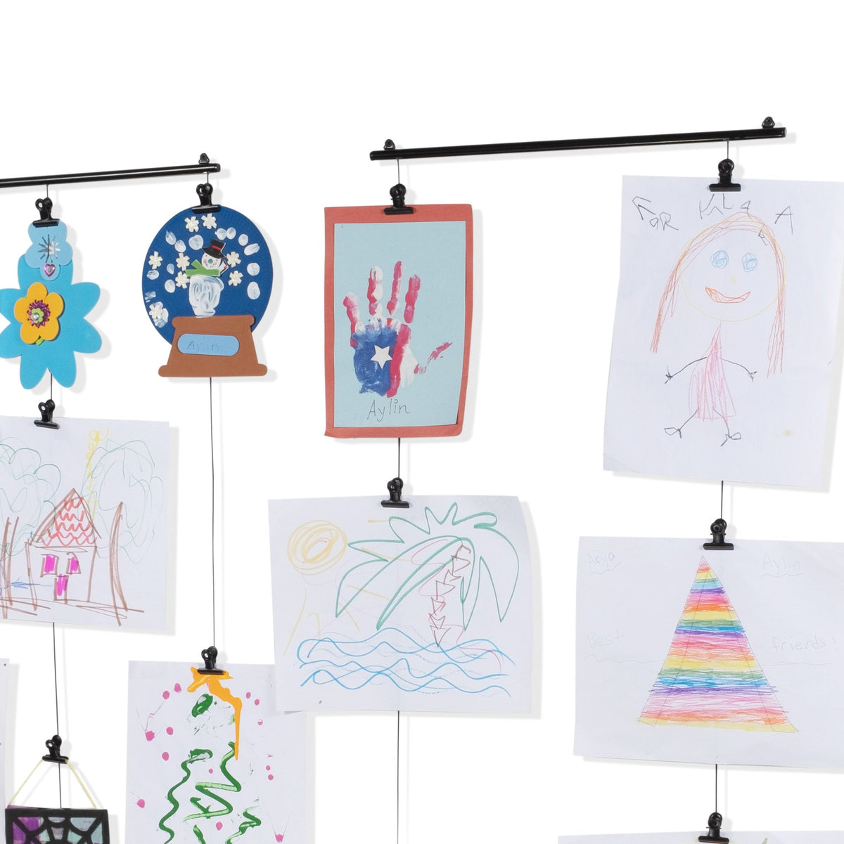 You Have Space WAJER Picture Hanging Kit with 24 Magnetic Clips for Pictures, Polaroids, Kids Crafts and Artwork, Metal Black