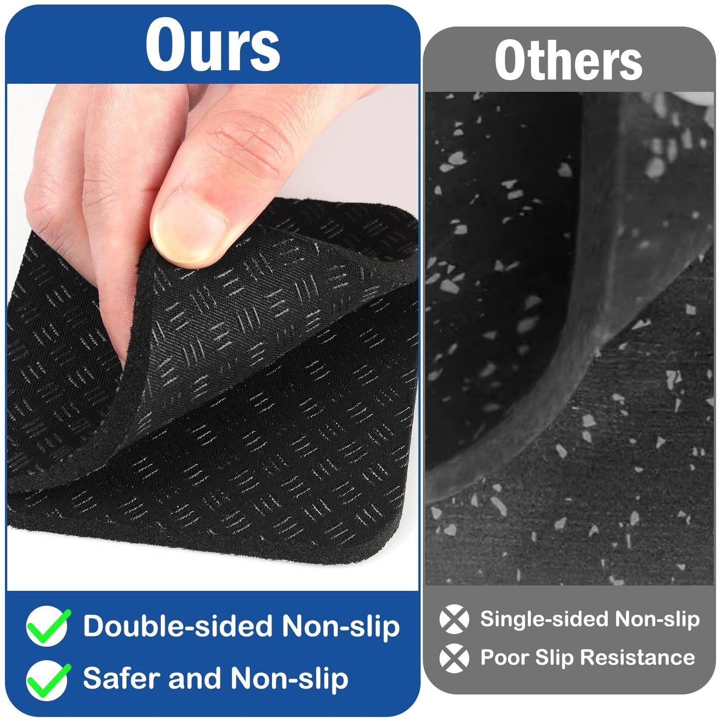 4 Pcs Walking Pad Mat, Treadmill Mat Pads, 4" x 4" x 0.2" Double-Sided Non-Slip Exercise Equipment Mat, High Density Silicone Anti Vibration Pad for Protect Floors, Noise Reduction