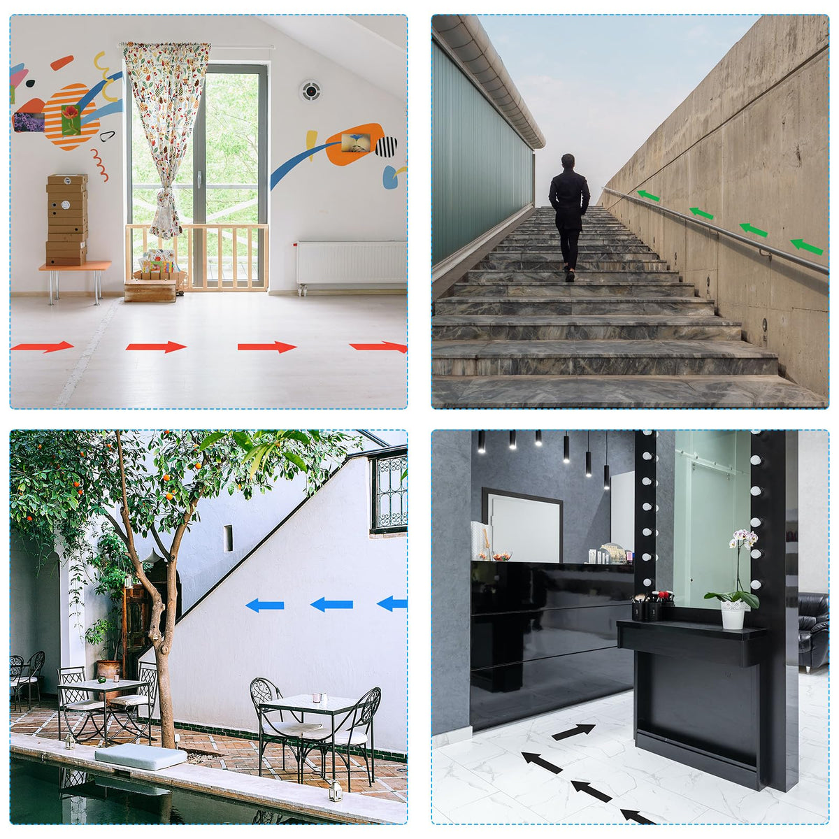 PATIKIL Arrow Sticker 5 Inch, 6 Sheet Directional Sign PVC Adhesive Removable Floors Decal for Floors Wall Marking, Black