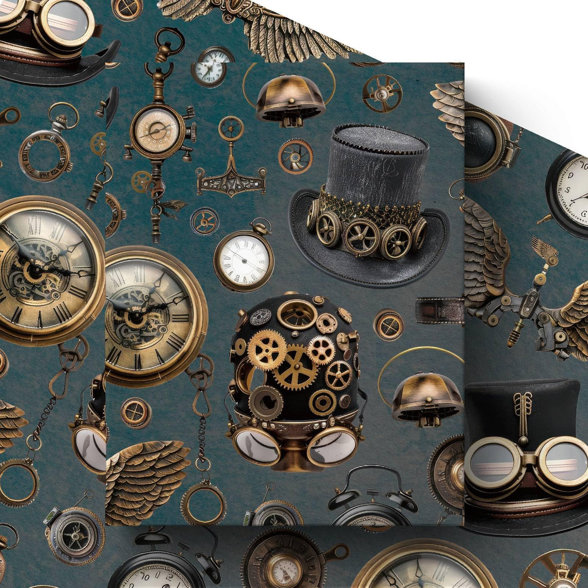Joviwrap Watch Wrapping Paper Roll, Mechanical, Gears Vintage Clock Print Gift Wrap Steampunk Vintage Gift Wrapping Paper for Party, DIY Craft Projects, 17 Inches x 16.4 Feet