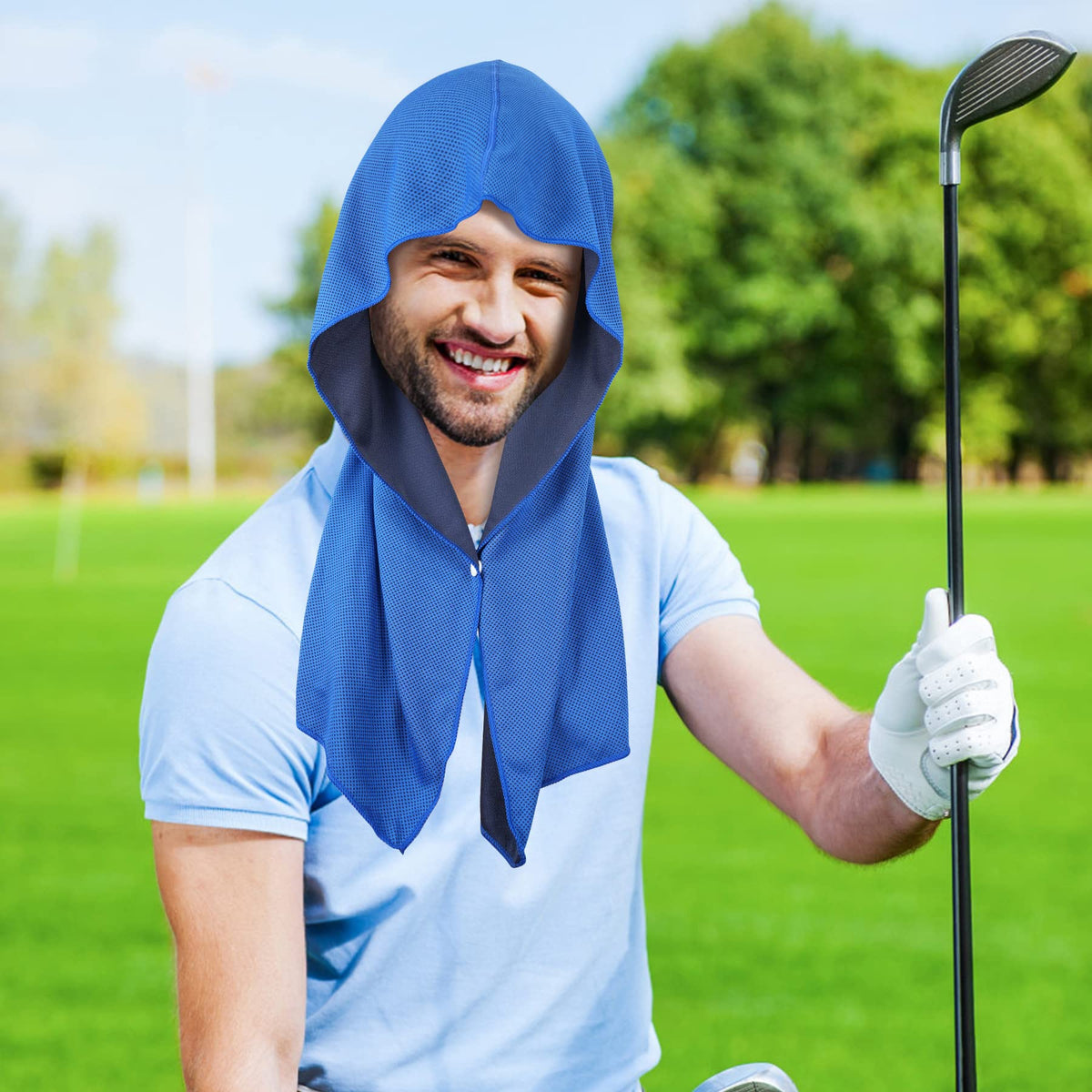 Sukeen Cooling Hoodie Towel for Men, Quick Drying Cooling Towels for Neck and Face, Cooling Head Towels Stay Chill Towel, Sport Workout Cooling Neck Wrap for Hot Weather