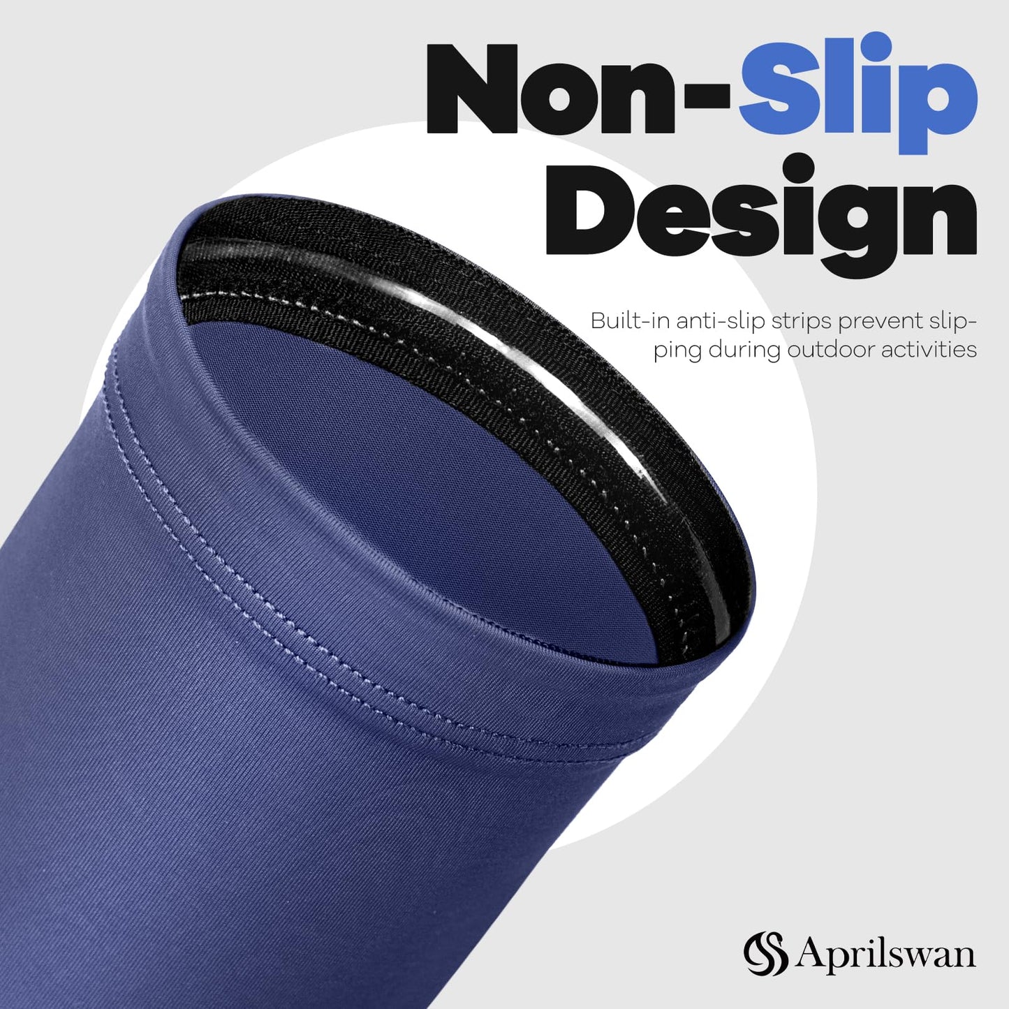 Aprilswan Arm Sleeves, UV Sun Protection Sports Non Slip Compression Cover for Men/Women 2 Pairs Black+White