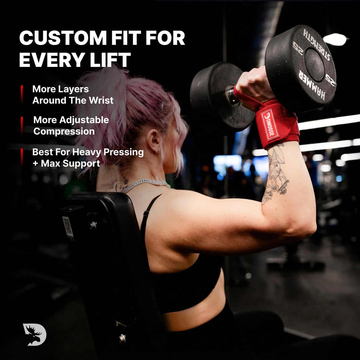 DMoose Wrist Wraps (IPL Approved), Avoid Injury and Maximize Grip with Thumb Loop, 18" or 12" Gym Wrist Wraps Pair, Wrist Wraps for Weightlifting Men, Wrist Brace for Working Out & Wrist Support