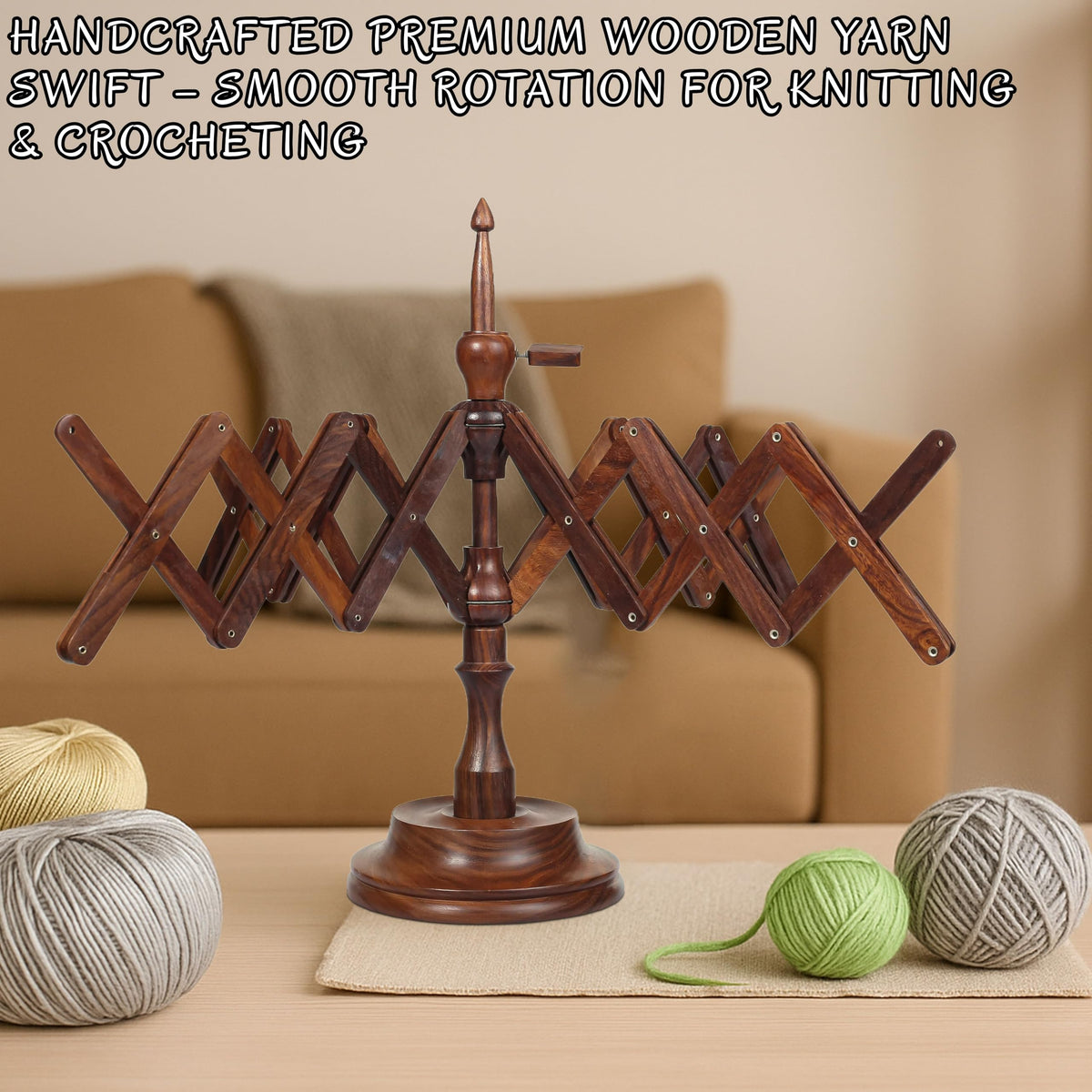 Bhartiya Handicrafts Wooden Yarn Swift Table Top Knitting & Crochet Accessories | Umbrella Holder - Hand Operated Knitting Winding Tools Wool Winder (Yarn Swift)