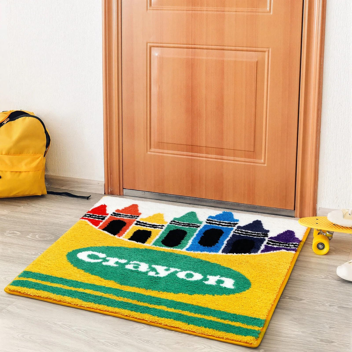 Tinideya Crayons Bathroom Rug Non Slip Rug for Classroom Graduation Appreciate Teacher Gift Back to School Home Supply
