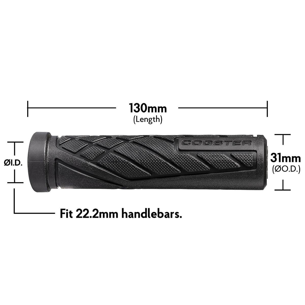 COGSTER Dash Bike Handlebar Slip-on Grips, Lightweight Rubber Grips for XC, MTB, BMX Bikes (Orange)