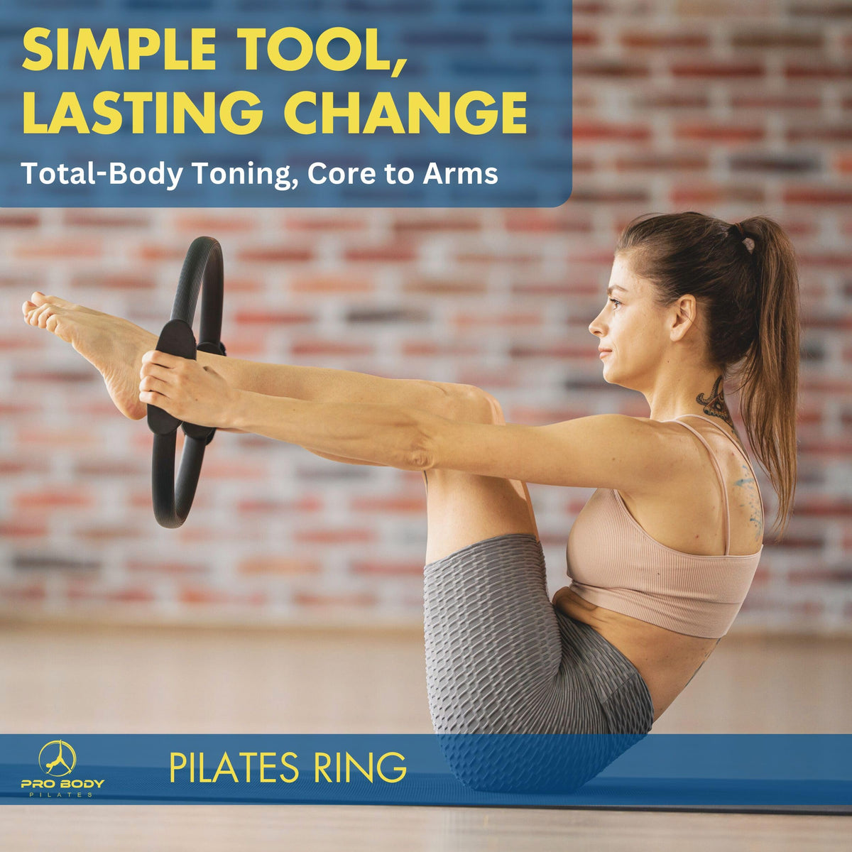 ProBody Pilates Ring Set with 14-Inch Magic Circle Ring, 9-Inch Exercise Ball, 5 Resistance Bands, Pump, Training Guides, & Storage Bag for Core Strength, Balance, Stability Training (Black)