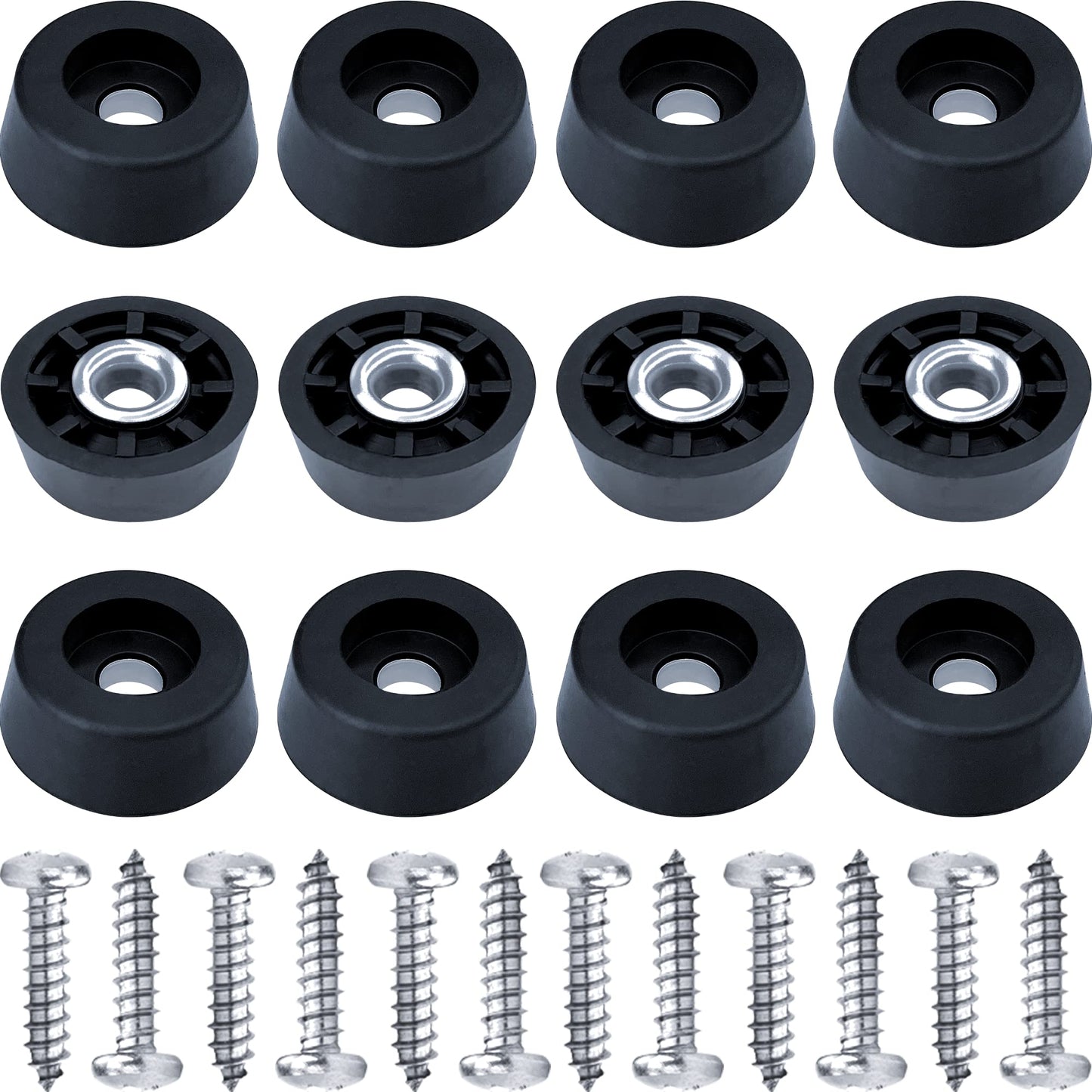 Gluposti 12 Rubber Feet for Cutting Board, Soft Non-Slip Cutting Board Feet with Stainless Screws for Electronics & Furniture, 0.67" W x 0.25" H, Made in USA