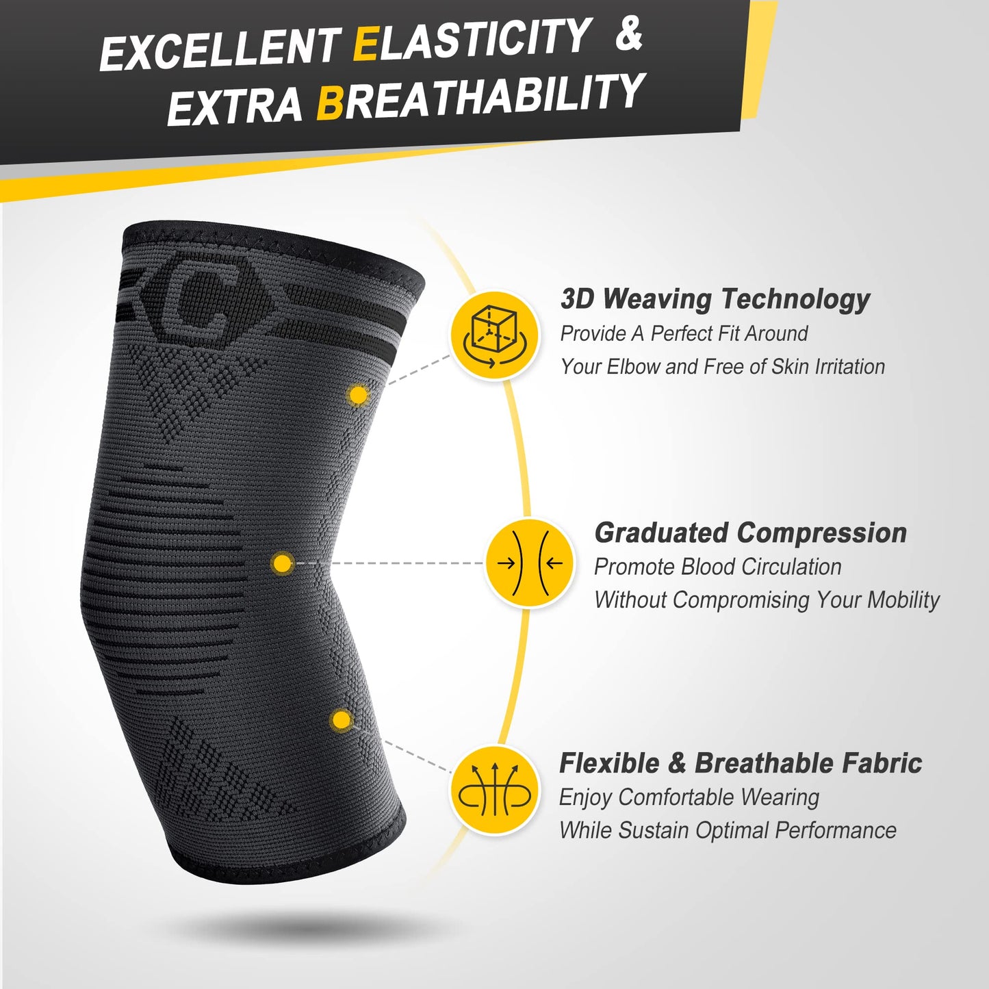 CAMBIVO 2 Pack Elbow Brace for Tendonitis and Tennis Elbow, Compression Support Sleeve for Golfer's Elbow Relief, Arthritis & Gym Workouts, Non-Slip 3D Knit Arm Guard for Men & Women
