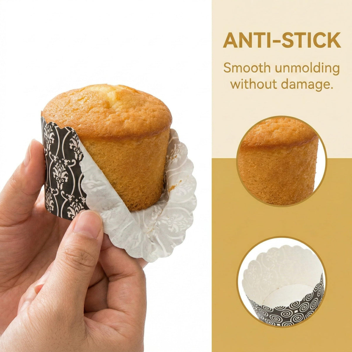 Hiceeden 300 Pcs Paper Cake Baking Cups, 5 Oz Greaseproof Muffin Liners Disposable Cupcake Wrappers Black & White for Birthday, Wedding, Baby Shower, Holiday