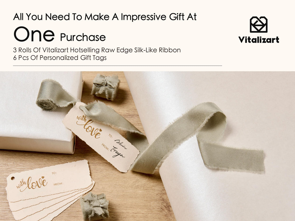 Vitalizart White Wrapping Paper Set 17" Pearly-Lustre With Silk Like Satin Ribbon & Gift Tags Recyclable Christmas Gift Wrapping Birthday Baby Shower Wedding Handmade Crafts 197"(16.4 Ft)