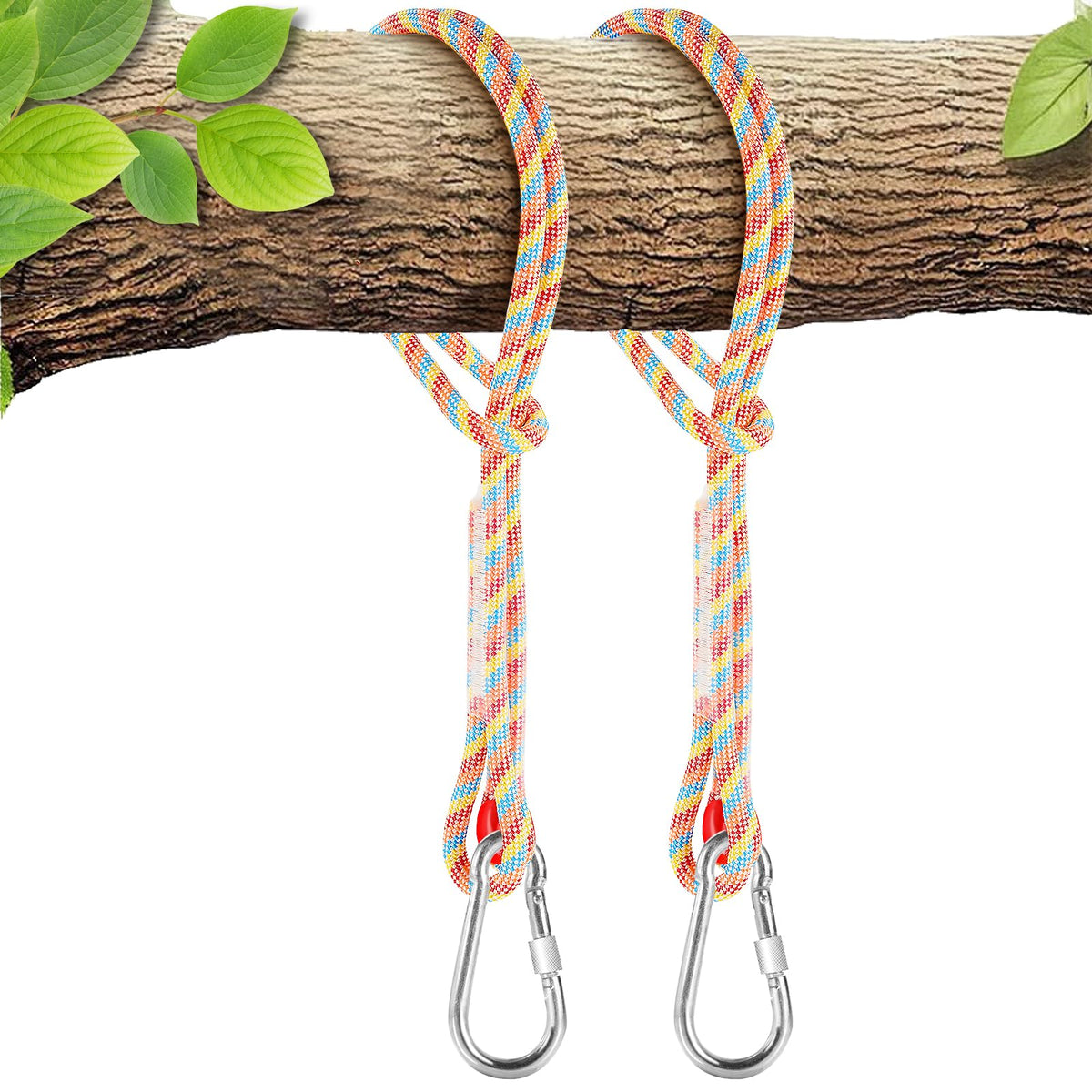 Werfeito Tree Swing Ropes (Set of 2), 3FT/5FT/10FT/15FT/20FT, Tree Swing Straps Hanging Kit Holds 4400 lbs, Heavy Duty Carabiners for All Swing Hammock Playground Set Accessories (3 FT)