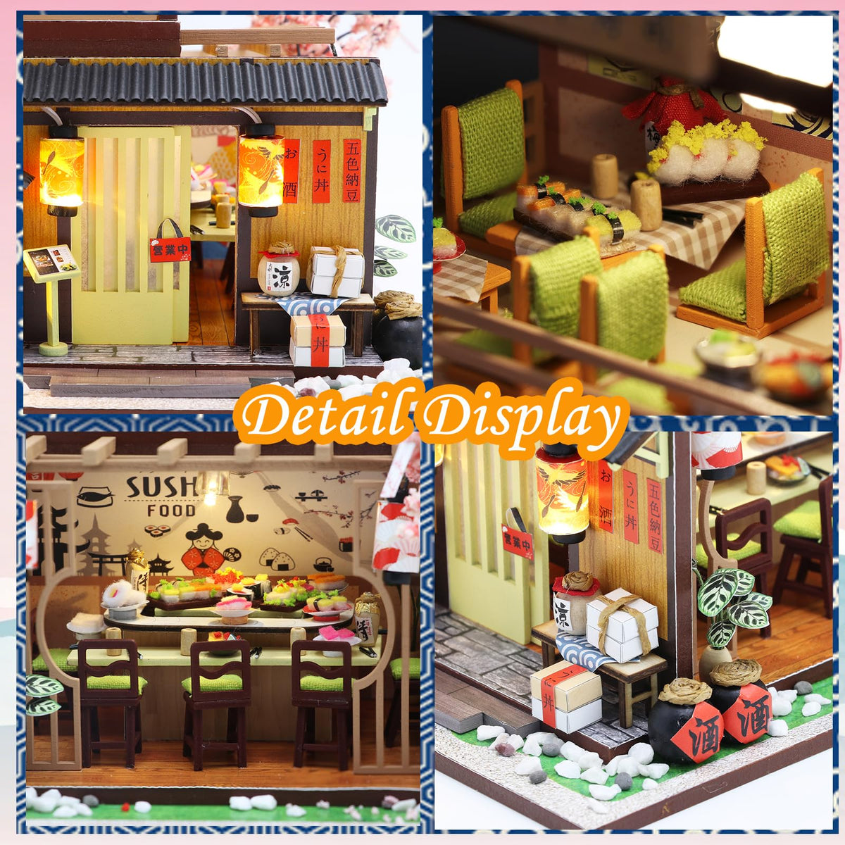LUSASIN Book Nook Kit with Dust Cover, DIY Miniature House Kit for Adults Bookshelf Insert Booknook 3D Wooden Puzzle Dollhouse Room Decor Gifts for Family, Friends(Excluding Batteries and Glue)