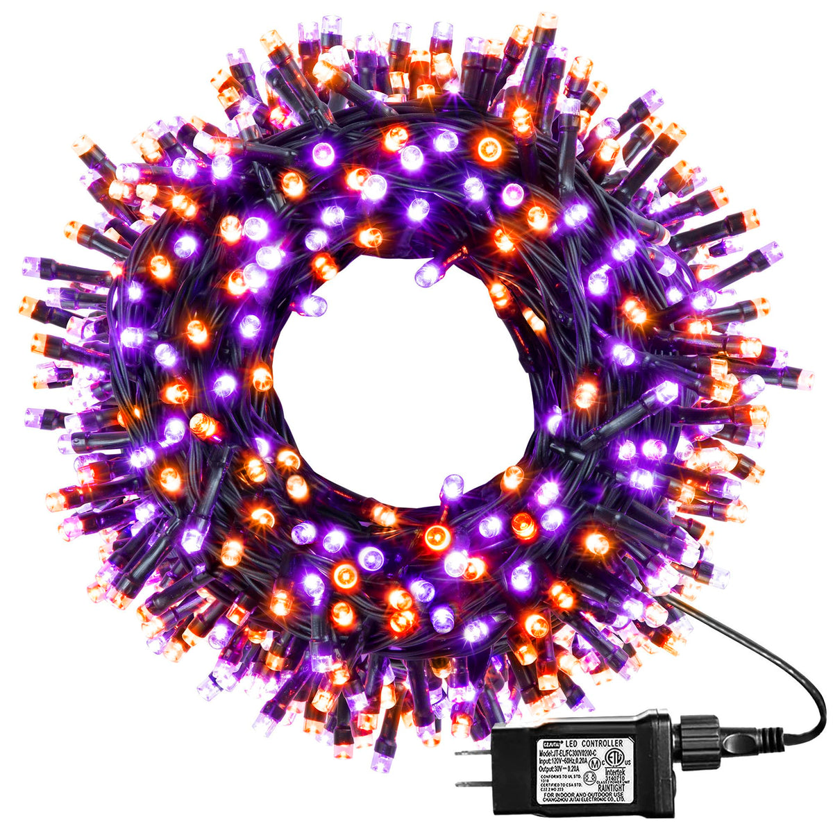 kemooie 164 FT 250 LED Halloween Lights, Black Wire Plug in Fairy Lights with Timer Function, Waterproof String Lights with 8 Modes for Outdoor Halloween Party Porch Patio Garden Decoration