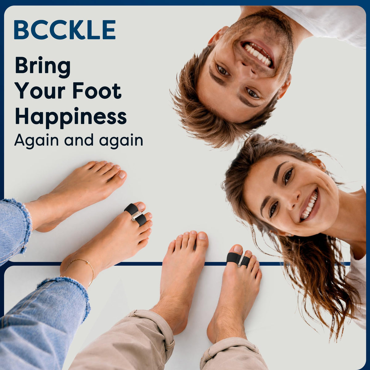 BCCKLE Big Toe Separator,2-Loop Toe Alignment Corrector - Relieve Bunion & Overlapping Toe Pain, Day & Night Soft Gel Sleeve, 3 Sizes, Machine Washable.