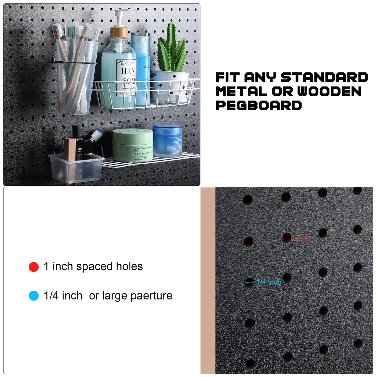 2 Pcs Wood Pegboard High Density Fiberboard 24 x 48 Inches Wall Mount Display Black Pegboard with Mounting Hardware Round Hole Peg Boards for Walls, Garage Craft Room Workshop Organizers and Storage