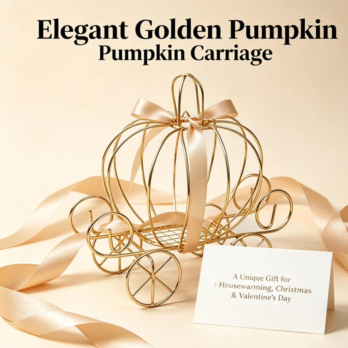 YANGYIXIN 4-Pack Metal Candy Server Gold Pumpkin Carriage Centerpiece Box for Princess Birthday, Princess Party & Themed Party Decorations
