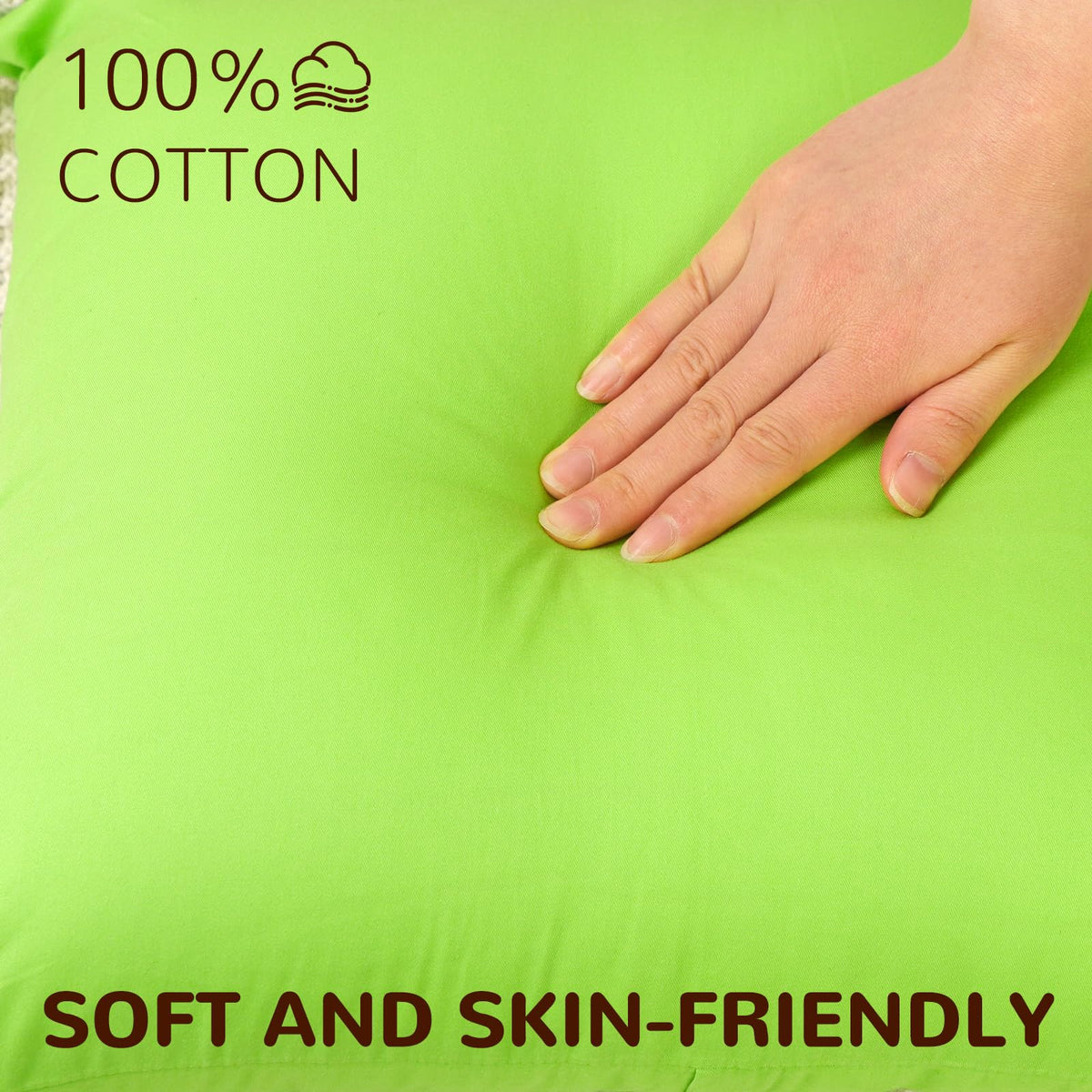 Coddsmz 4 Pack Decorative 100% Cotton Pillow Covers Square Cushion Cover Solid DIY Throw Pillowcase for Home Bed Sofa Halloween Christmas,Light Green,4 Pack-18" x 18"/45x45cm