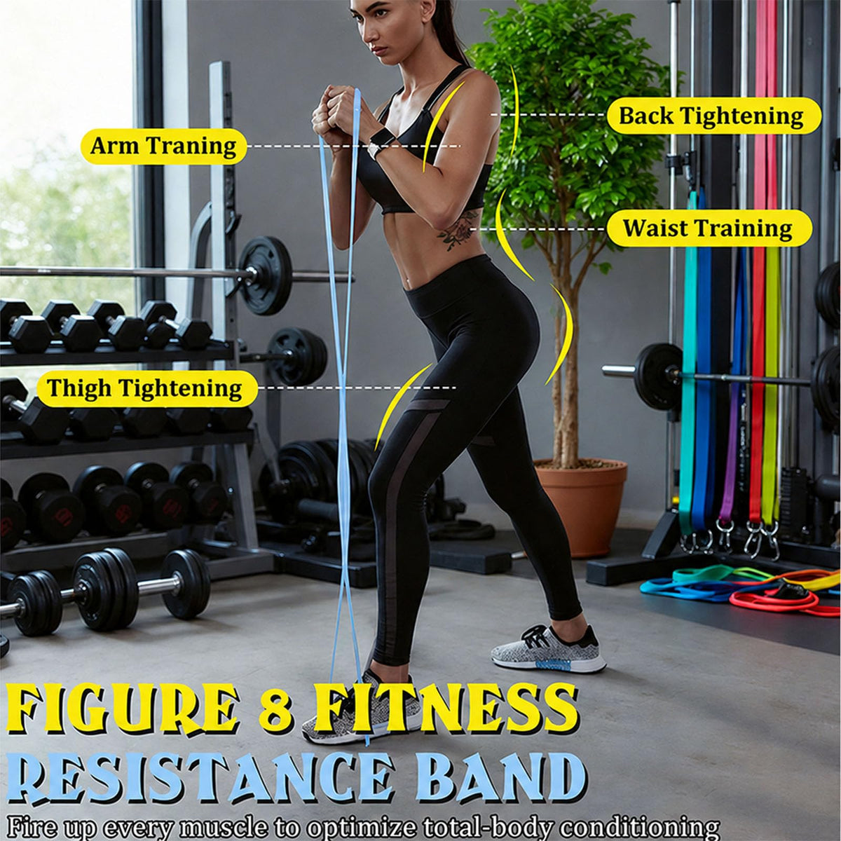 Resistance Bands with Handles,Figure 8 Resistance Band Elastic Fitness Bands Exercise Band for Home Yoga Gym Workout Grey 25LB