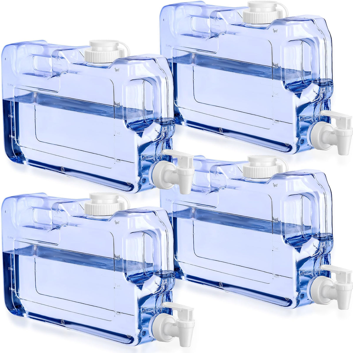 Funnymoom 4 Pcs Drink Dispenser for Fridge Refrigerator Plastic Reusable Water Dispensers Bottle with Spigot Bpa Free for Party Outdoors Home Office Activities(blue, 1.1 Gallon)