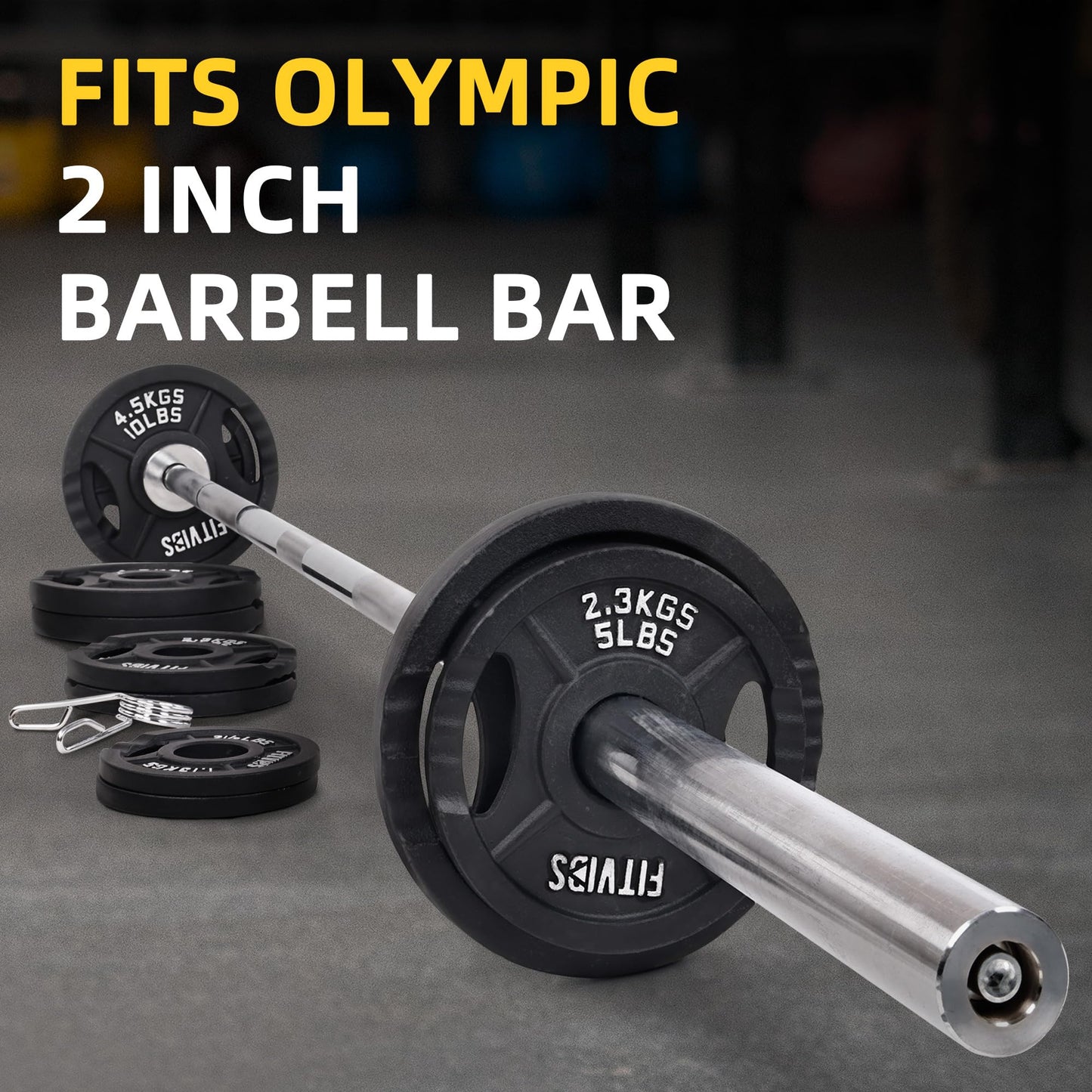 Fitvids 1 Inch Standard Barbell Weight Plates Set, 70 LB(2.5-10 LB) Barbell Weight Set for Home Gym Strength Training, Deep Grip Edge