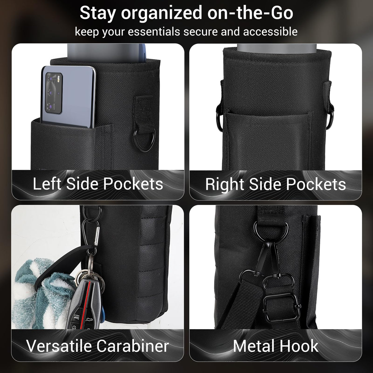 Magnetic Gym Bag with Phone Pocket Water Bottle Holder – 6 Built-in Magnets for Hands-Free Use – Ideal for Workouts, Outdoor, Travel – Securely Attaches to Equipmen (Olive Green)