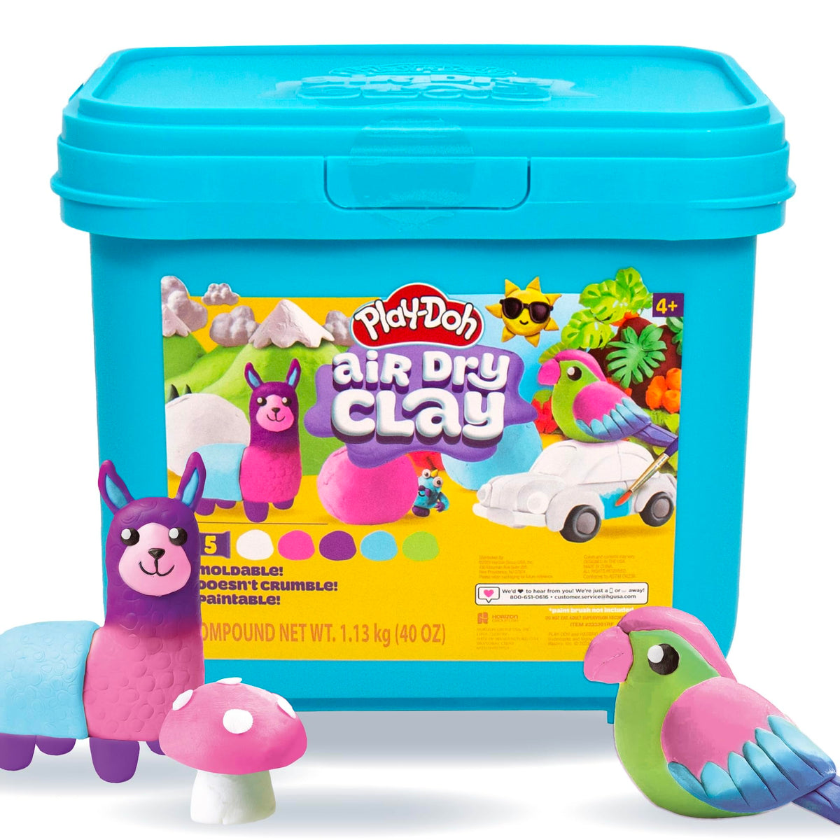 Play-Doh Brand Multicolor Air Dry Clay Bucket, 40 oz, 5 Colors, Paintable Clay Lightweight & Crumble-Free Sculpting Clay, Arts and Crafts Supplies, Kids Craft Material