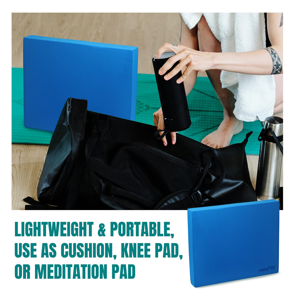 NexFit High-Density Balance Pad - Durable TPE Foam Balance Pad Physical Therapy , Foam Exercise Pad with Non-Slip Surface, Lightweight for Home & Gym Workouts, Core Strength & Balance Enhancement (Blue)