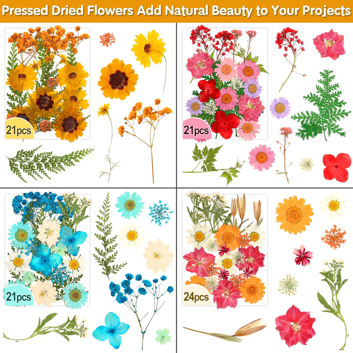 235 Pcs Pressed Dried Flowers for Resin, Natural Real Dried Pressed Flowers for Crafts, Bulk Dry Flowers for Resin Molds, Candles, DIY Art Jewelry Making with Tweezers Butterfly Stickers Set Decorate