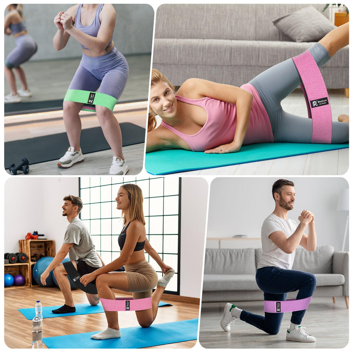 Booty & Resistance Bands – 3 Level Non-Slip Fabric Exercise Bands for Legs & Glutes, Women & Men, Squats, Hip Thigh Training, Yoga, Pilates, Home Workout